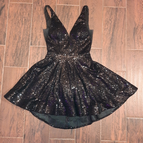 B. Darlin Black Super Sequin Cocktail Formal Dress Size 7/8 Juniors - Picture 10 of 16